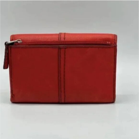 Fossil Vintage Leather Trifold Wallet Red Orange - Picture 2 of 9